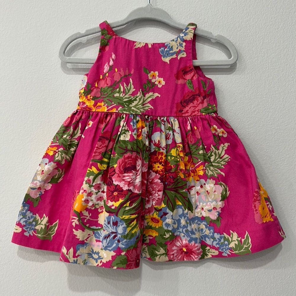Ralph Lauren Baby Girls Floral Cotton Sateen Dress Size 3 Months